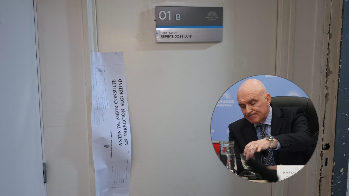 La oficina de José Luis Espert con faja de seguridad